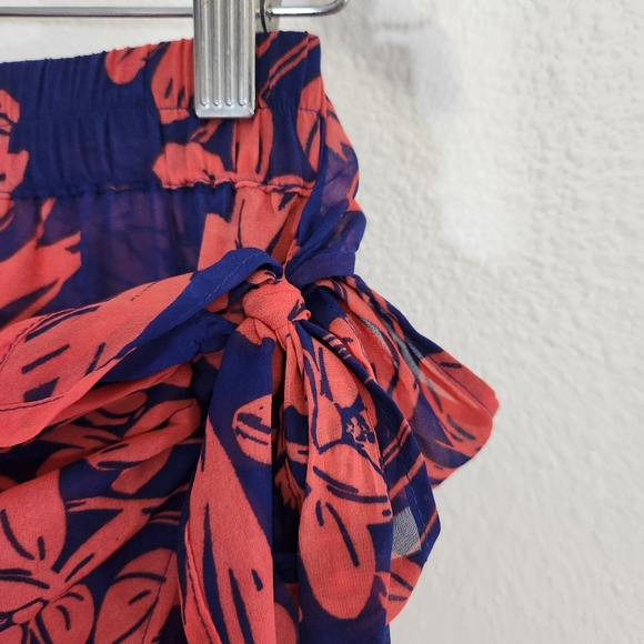 Goa By Japna Maxi Skirt Womens Medium Blue Floral Maxi Swim Cover Up Wrap Boho - Picture 3 of 12